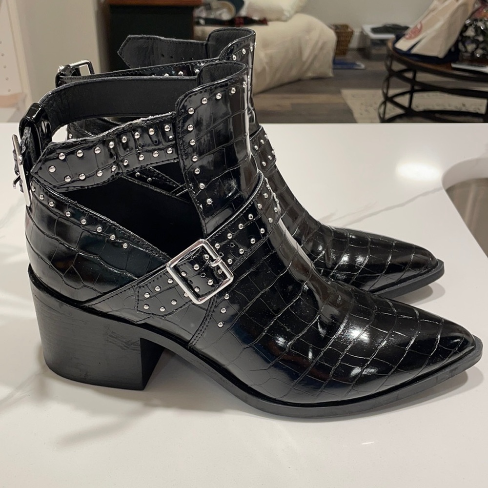 Black studded booties